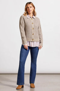 Tribal 19000 Oatmeal Crewneck Cardigan Sweater