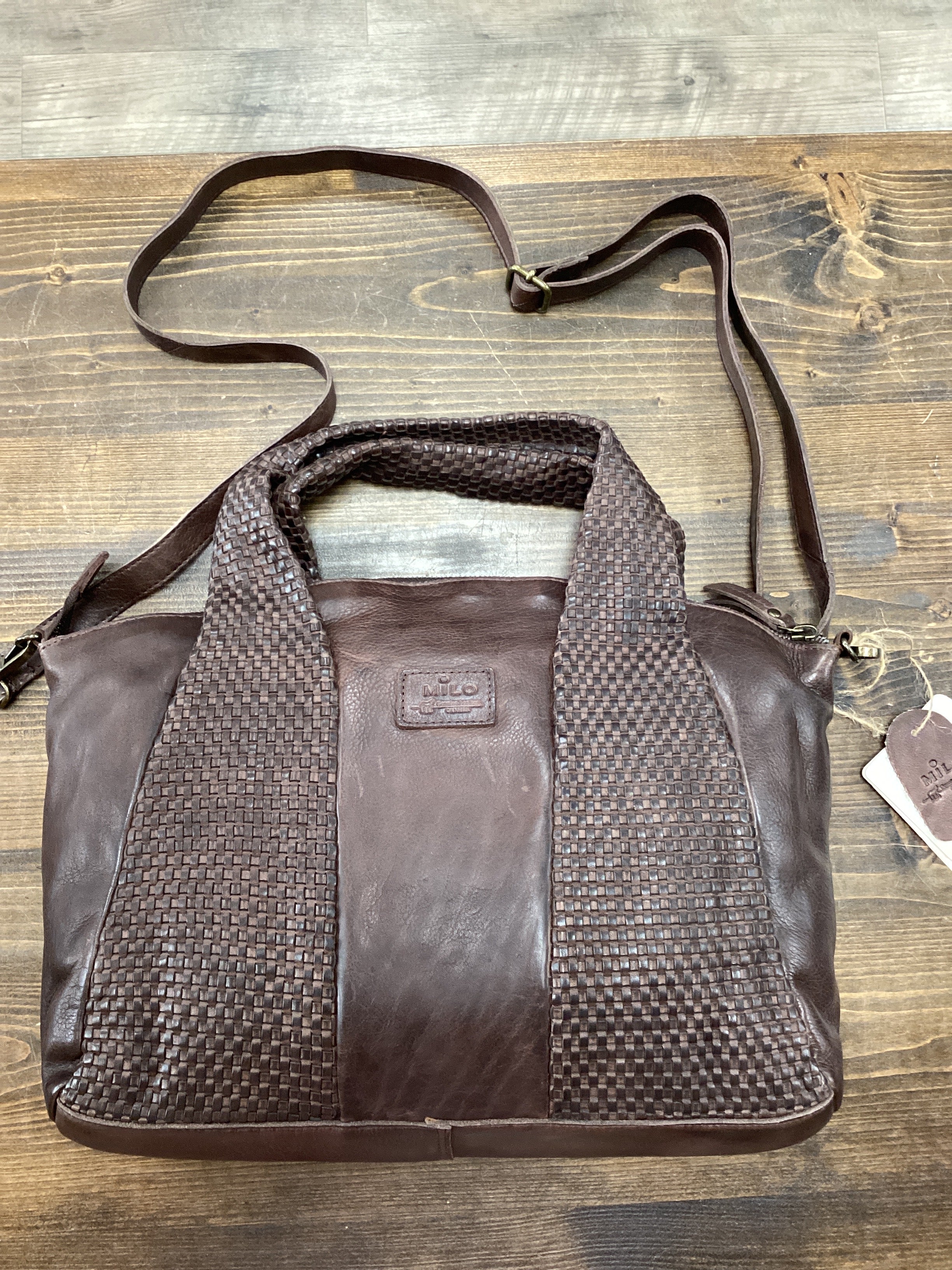 Milo 071 Genius Leather Woven Satchel Purse