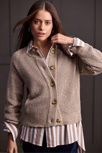 Tribal 19000 Oatmeal Crewneck Cardigan Sweater