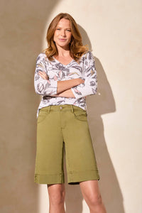 Tribal 20220 Fly Front Wide Leg Bermuda Shorts
