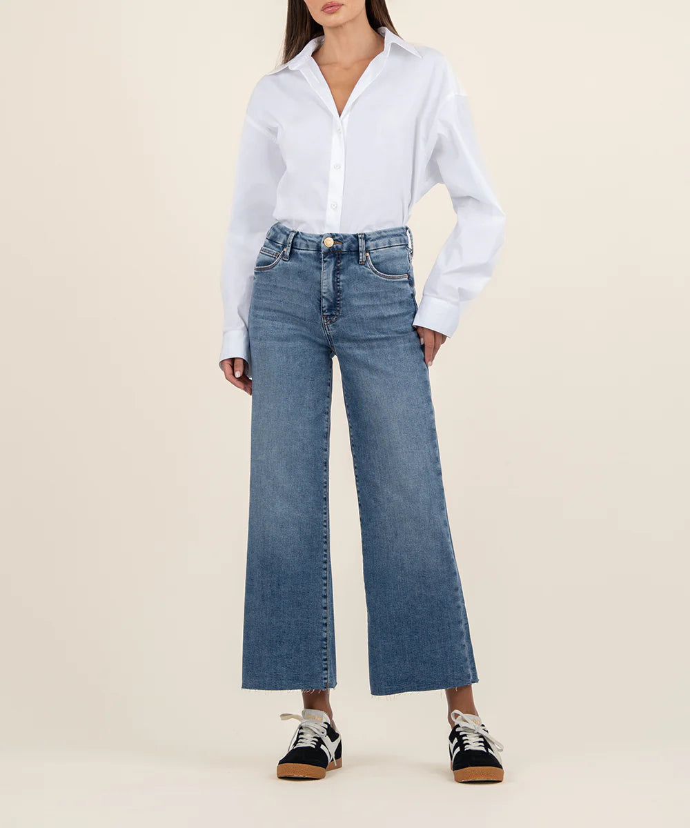 Kut KG1516MF9 Meg High Rise Wide Leg Raw Hem Jean