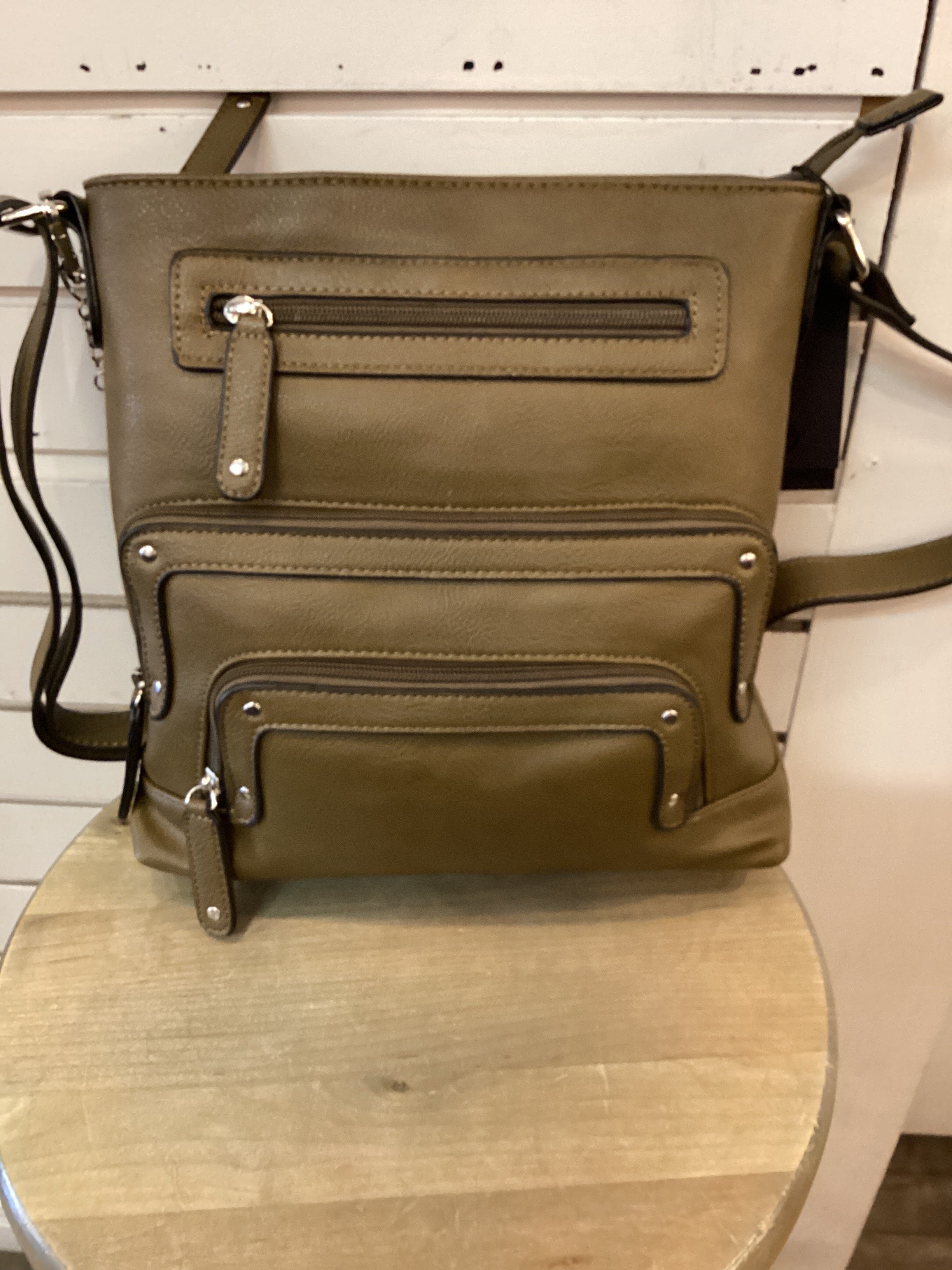 La Diva 43916R STL Multi Zipper Crossbody Bag