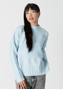 Lyla & Luxe Tanyabow Light Blue W/ White Bows Sweater