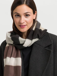 Fraas 625359 Greige Stripe Cashmink Scarf