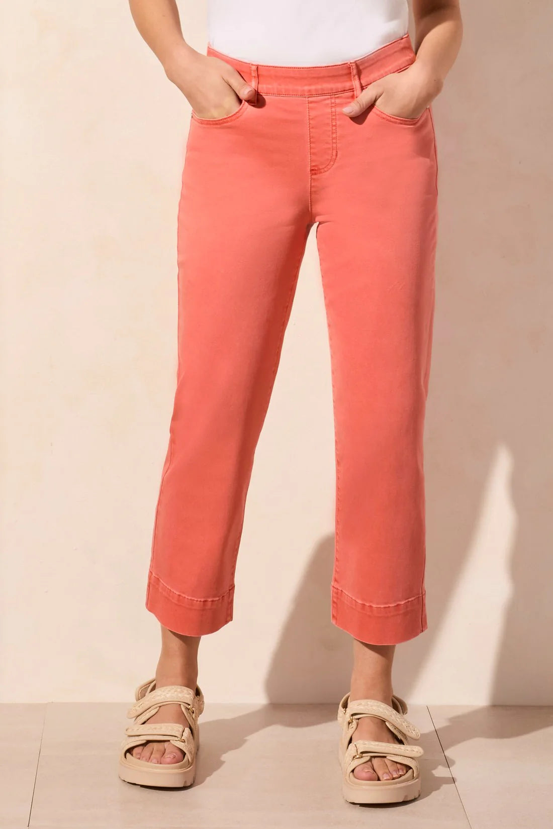 Tribal 16470 5 Pocket Pull On Kick Flare Crop Pants