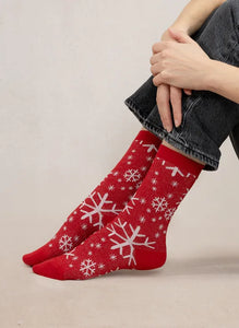 Blue Foret 6501 Red Snowflake Socks