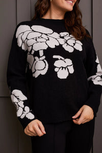 Tribal 15420 Black Funnel Neck Sweater