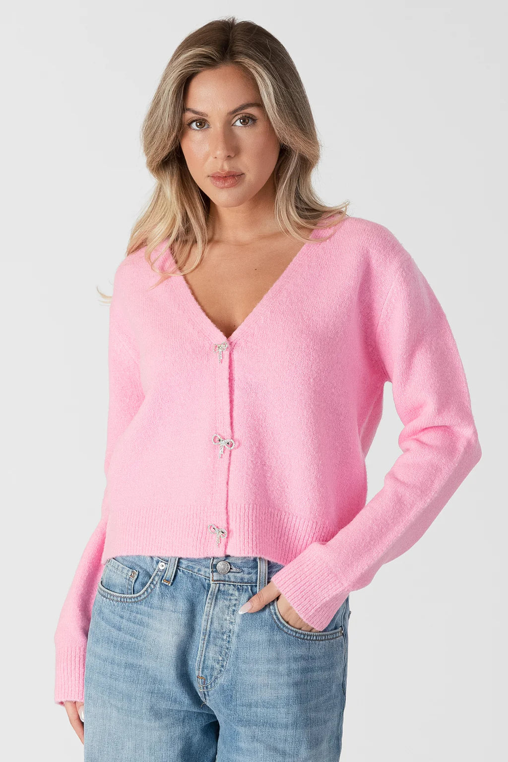 Lyla & Luxe Pink Kailiebow Sweater