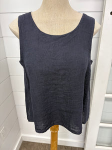 Pistache P-0058A Slvls Linen Top w/ Elastic Underarm