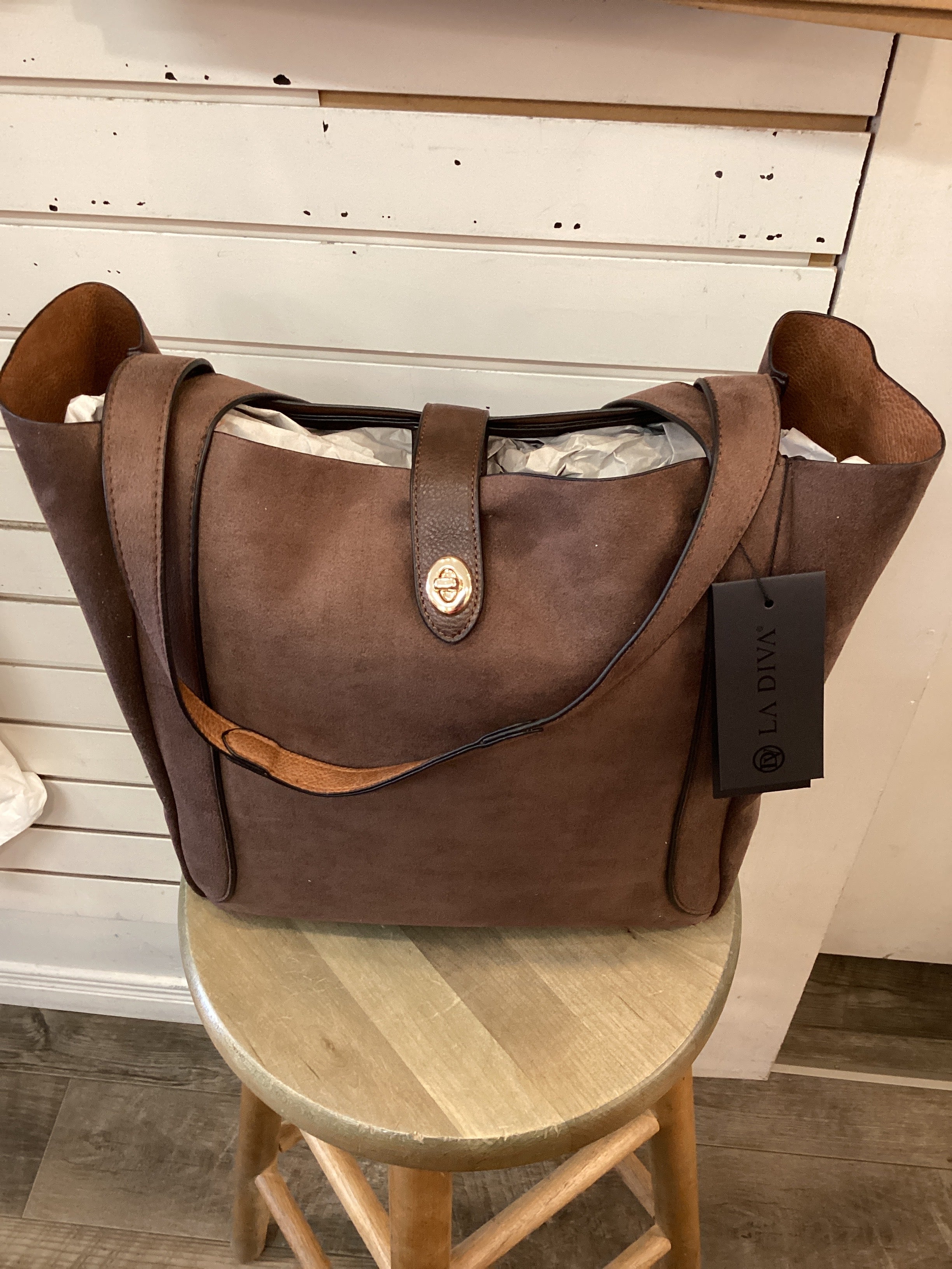 La Diva R18761 STL Chocolate Brown Vegan Purse