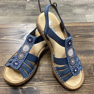 Rieker 628G9-16 Blue Strap Sandal