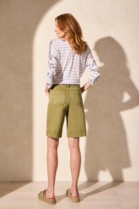 Tribal 20220 Fly Front Wide Leg Bermuda Shorts
