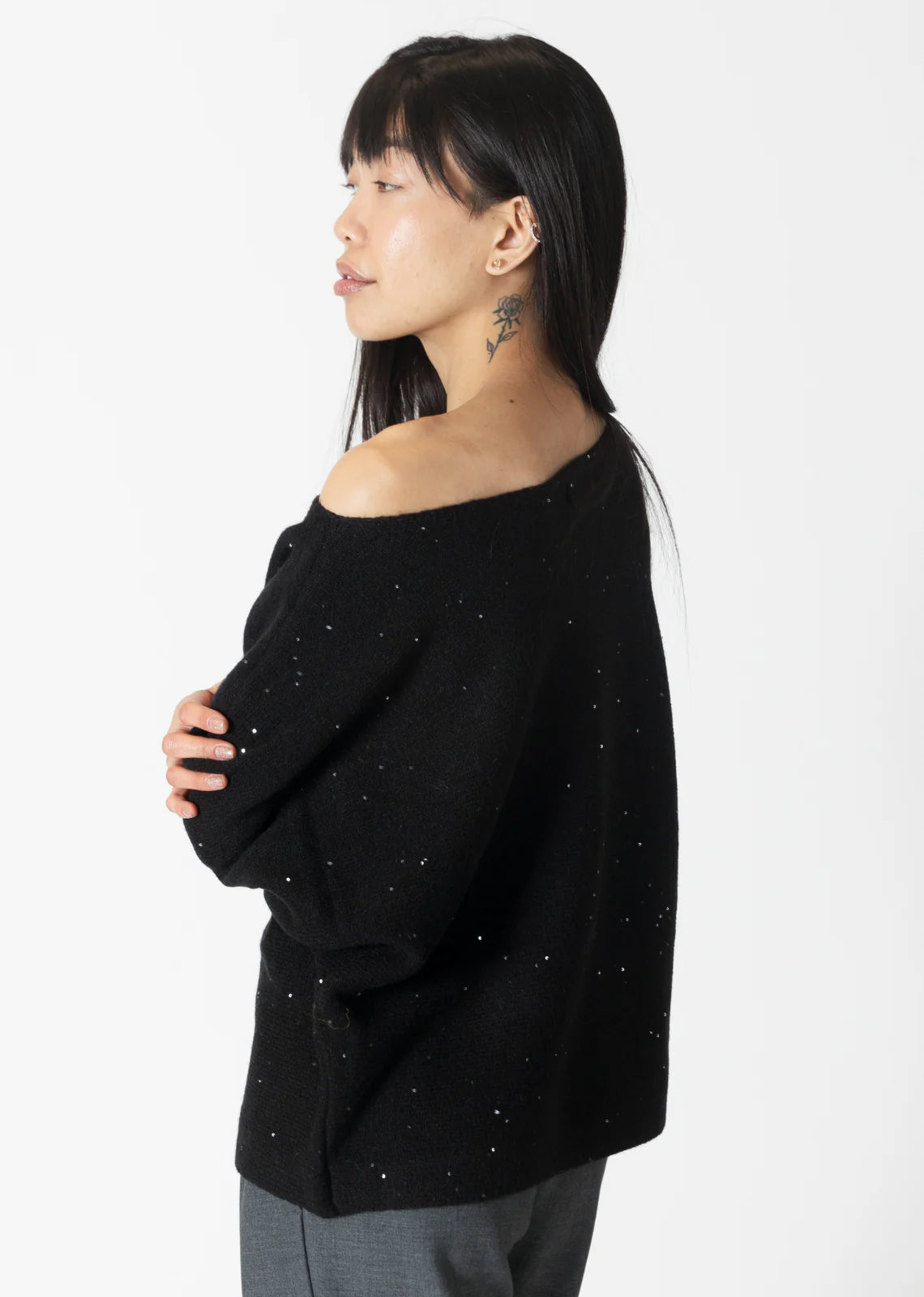 Lyla & Luxe Nobusparkle Black/Silver Sparkle Sweater