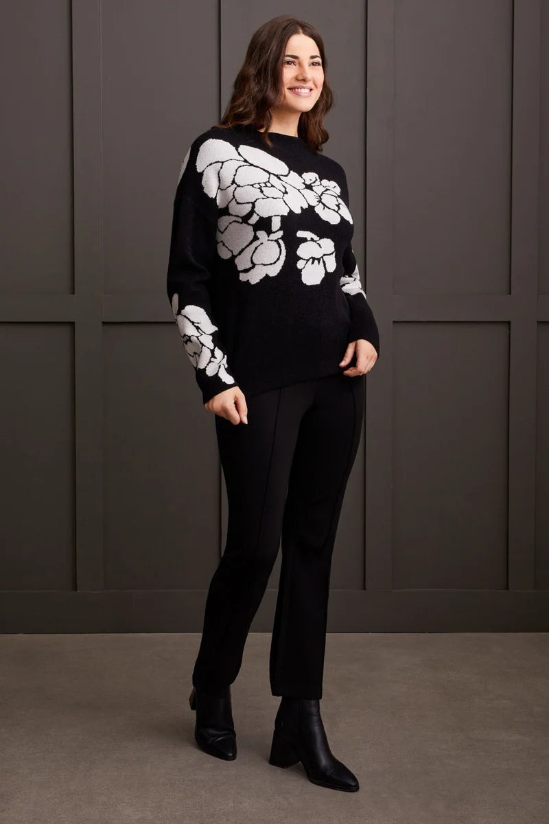 Tribal 15420 Black Funnel Neck Sweater