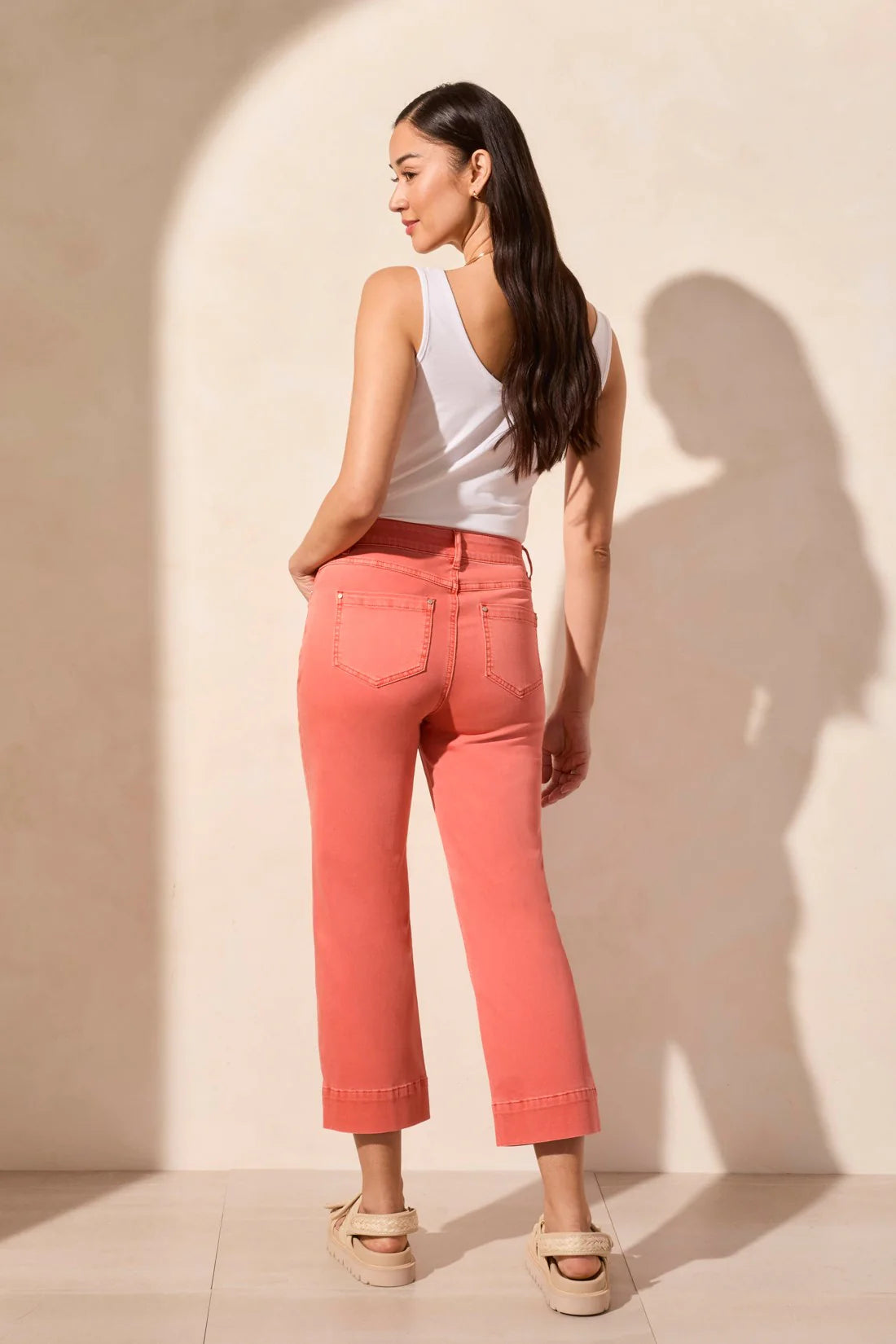 Tribal 16470 5 Pocket Pull On Kick Flare Crop Pants