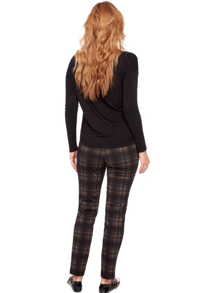 Up! 68238UP Ballina Plaid Ponte Full-Length Pant