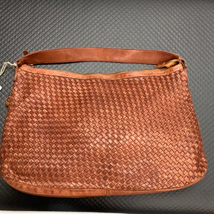 Milo 087 Rosa Cognac Leather Woven Satchel