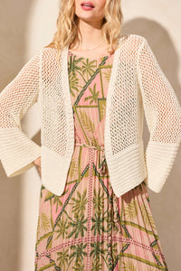 Tribal 57580 Bell Slv Open Stitch Cardigan