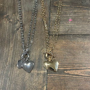 Venus 7160 Double Heart Chain Necklaces