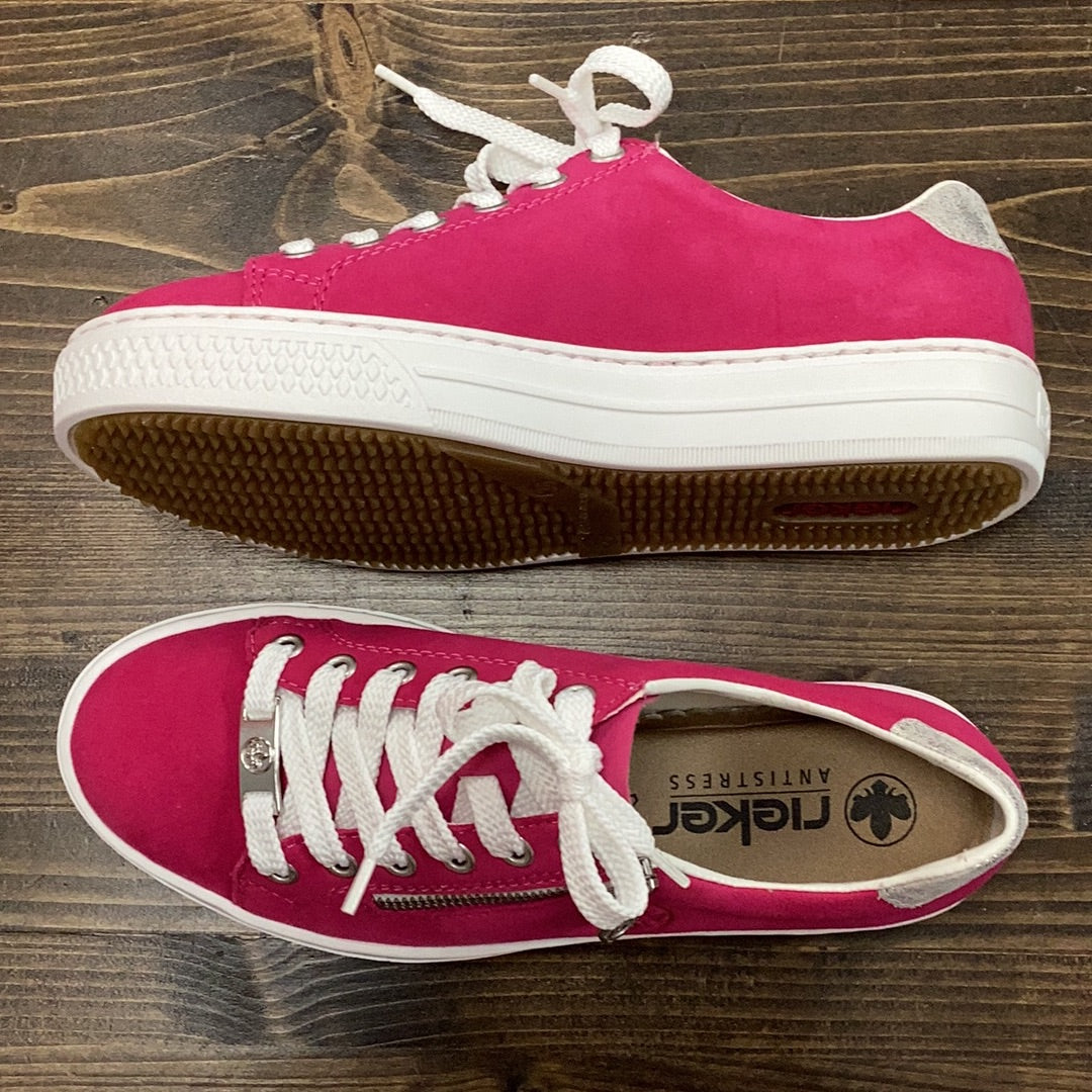 Rieker L59L1-31 Pink Suede Sneaker