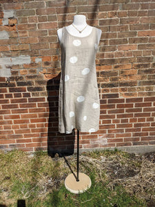 Me & Gee 19-00571 Dots Beige Linen Dress