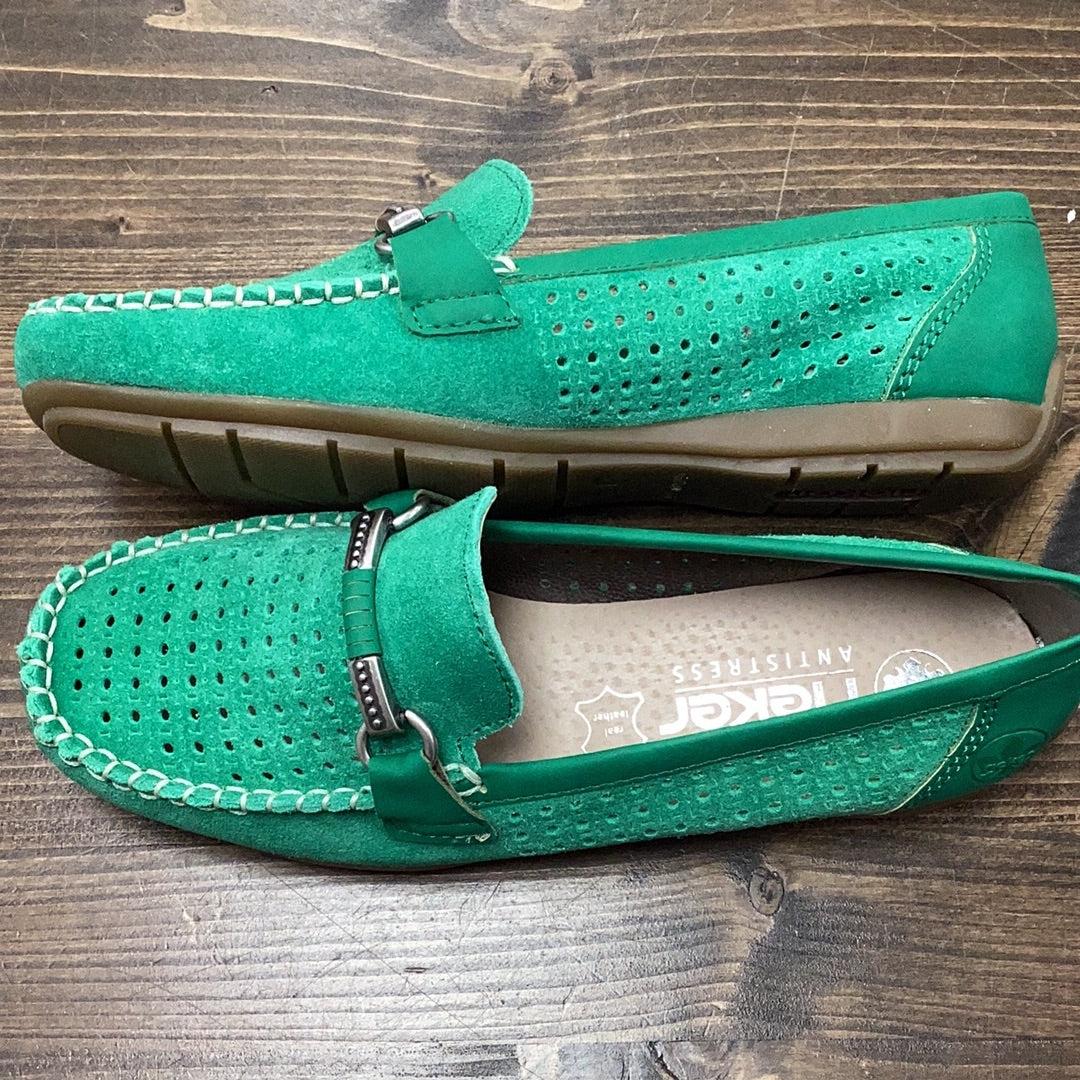 Rieker 40253-54 Apple Green Suede Loafer