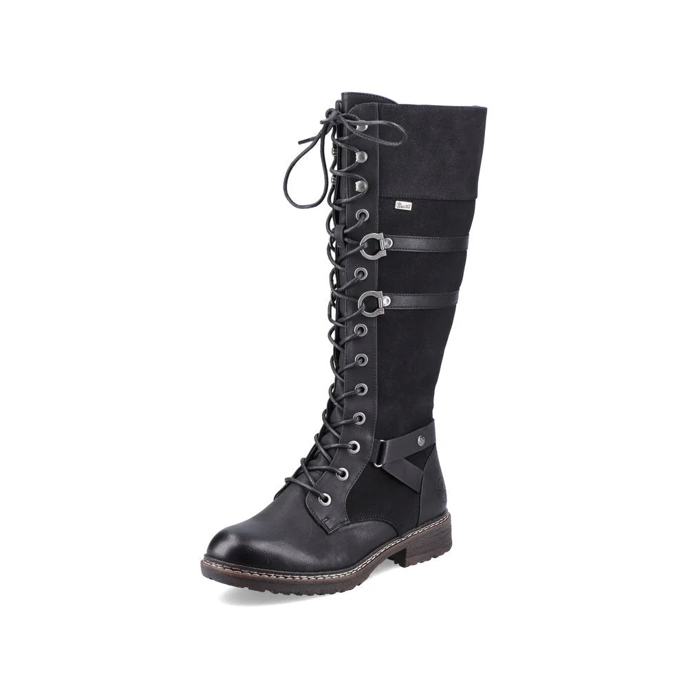 Rieker 94732-00 Tall Lined Black Boot