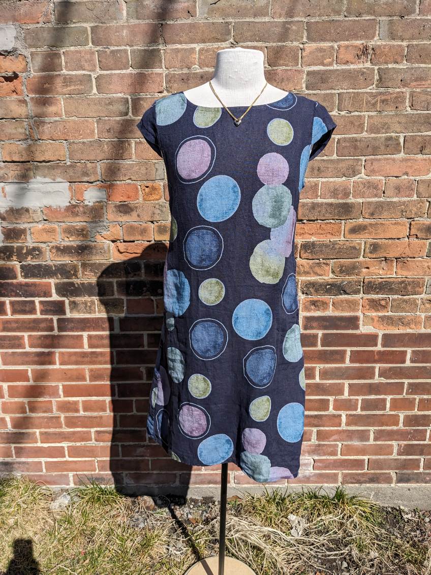 Me & Gee 14-776 Navy Dot A-Line Dress