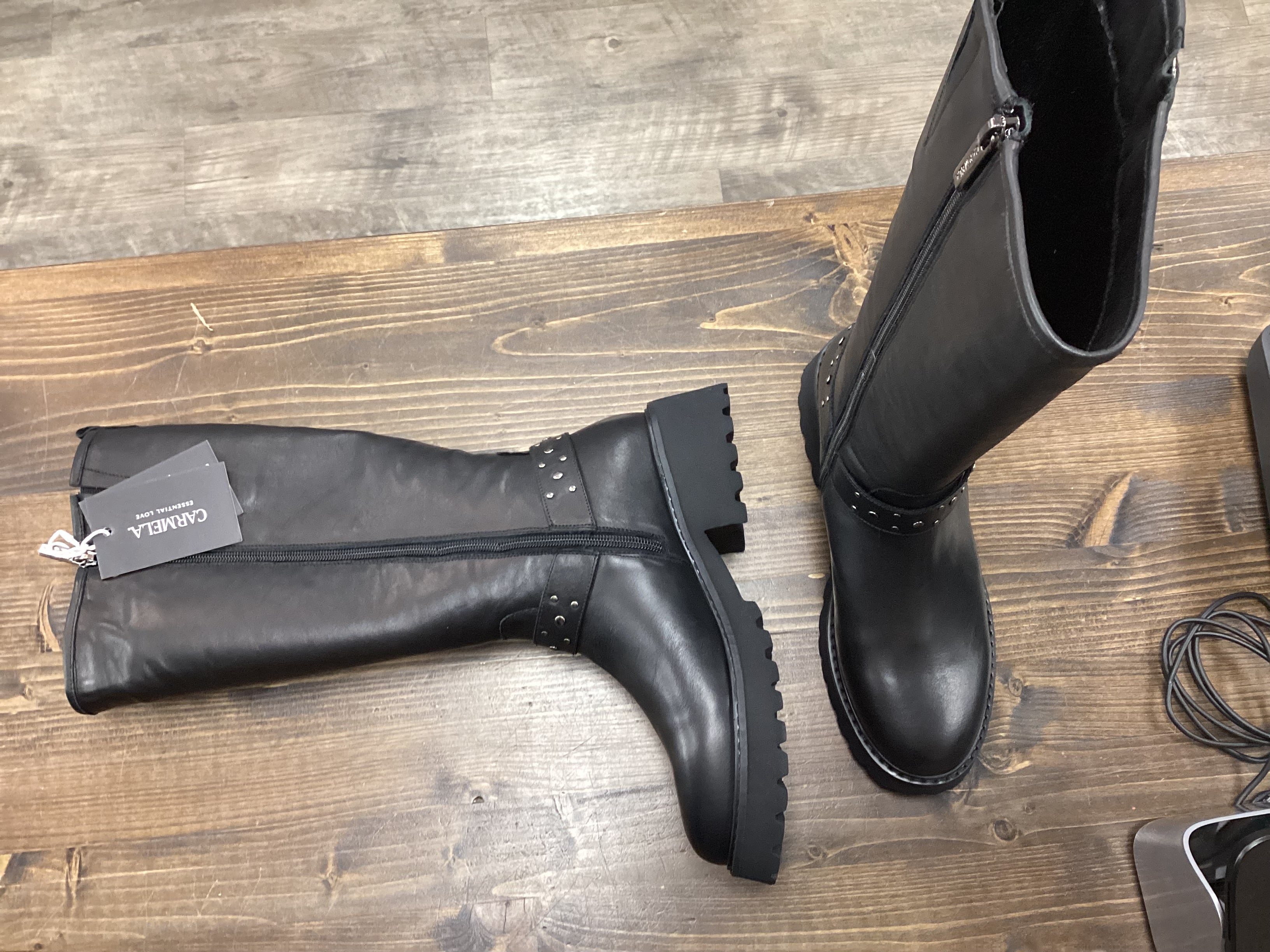 Carmela 161908 Tall Black Leather Boot