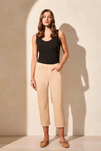 Tribal 16470 5 Pocket Pull On Kick Flare Crop Pants