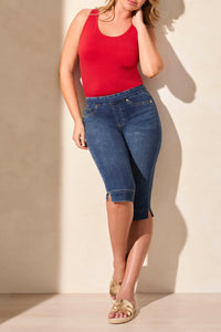 Tribal 76740 Pull On Stretch Demin Capris