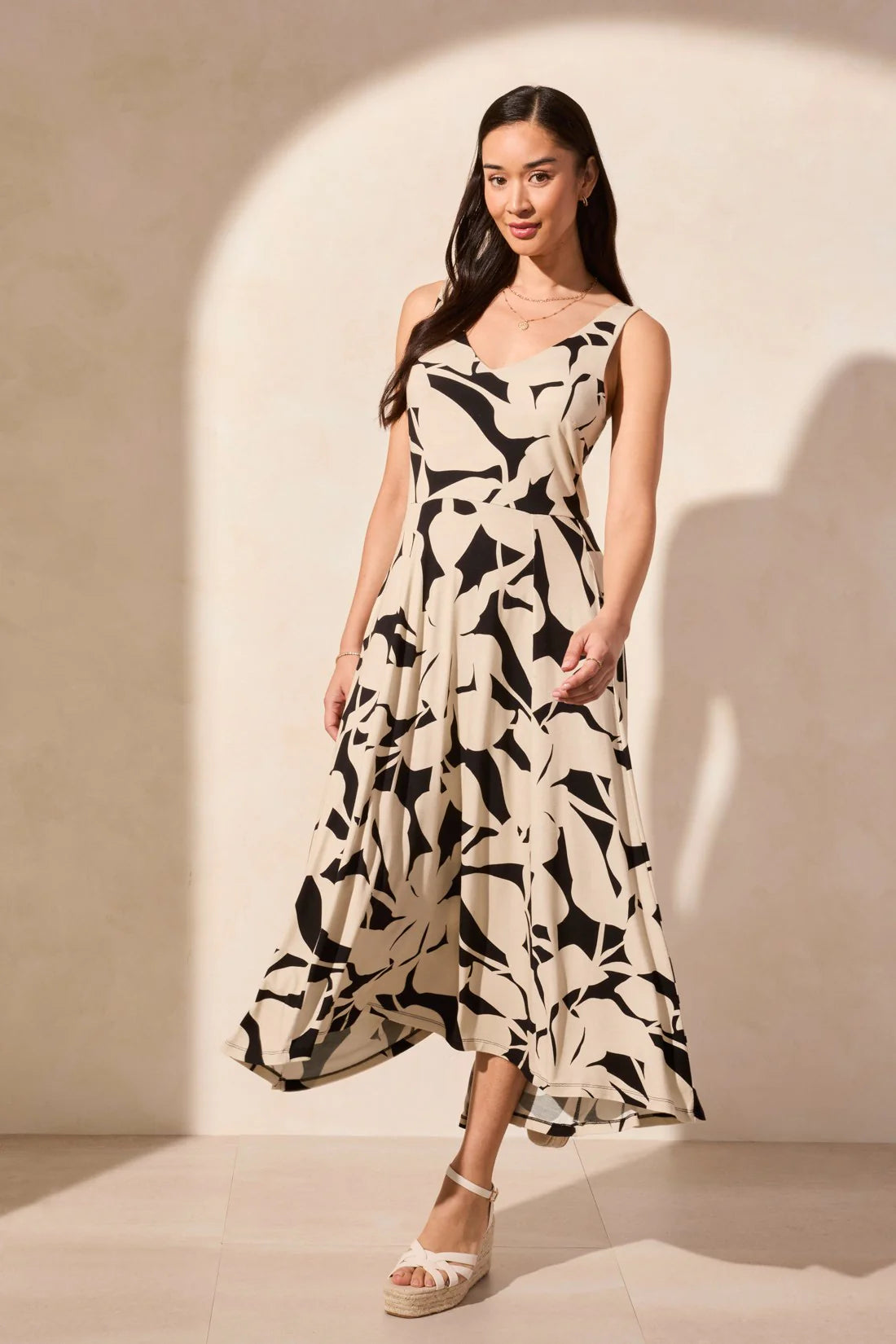 Tribal 16770 Safari Printed Slvls High Low Dress