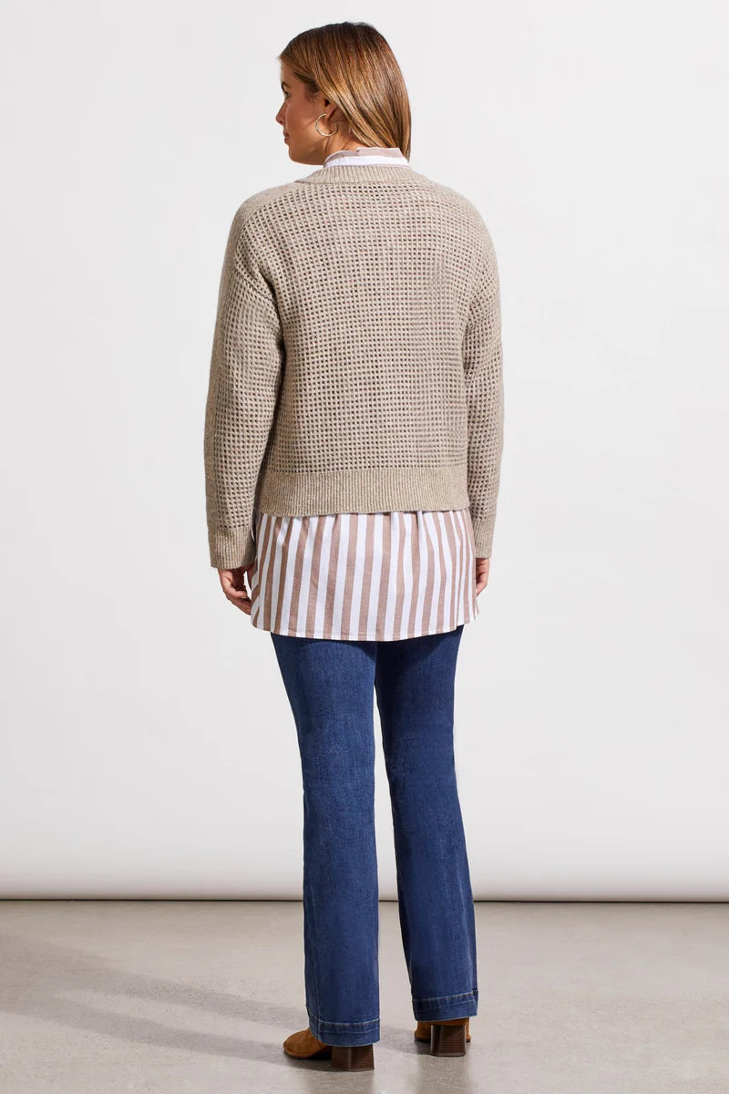 Tribal 19000 Oatmeal Crewneck Cardigan Sweater