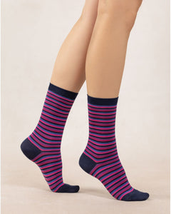 Blue Foret 6472 Cotton Stripe Sock