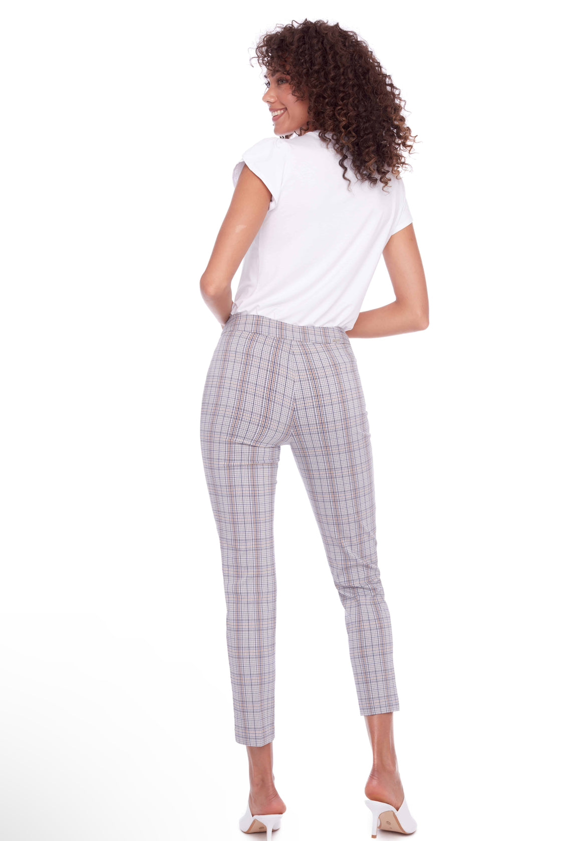 Up! 68024 Iceland Plaid Ankle Slim Pants