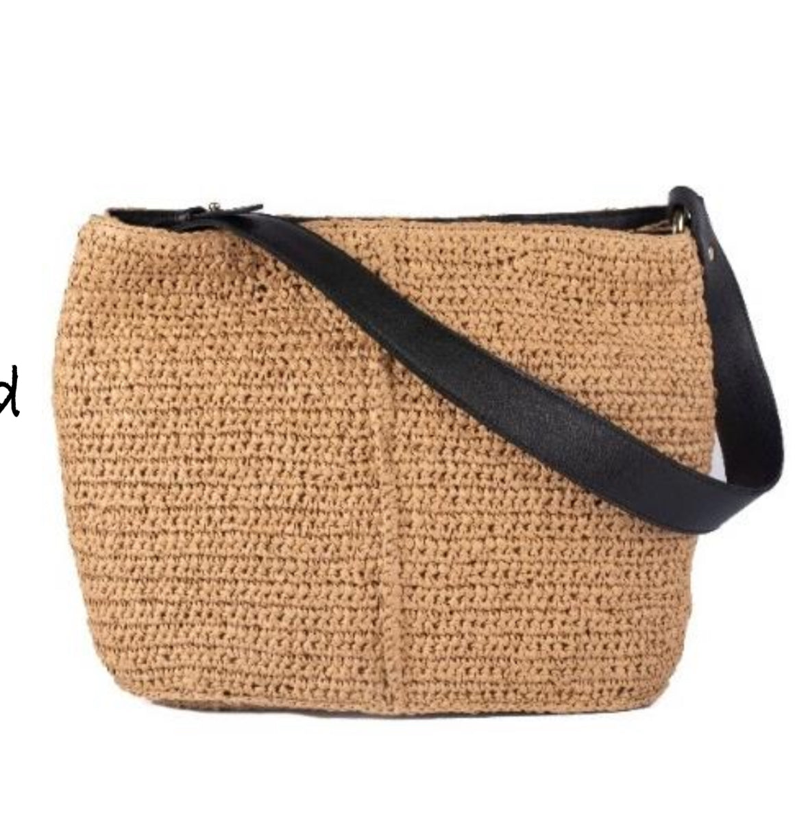 Milo R003 Raffia/ Black Leather Handbag