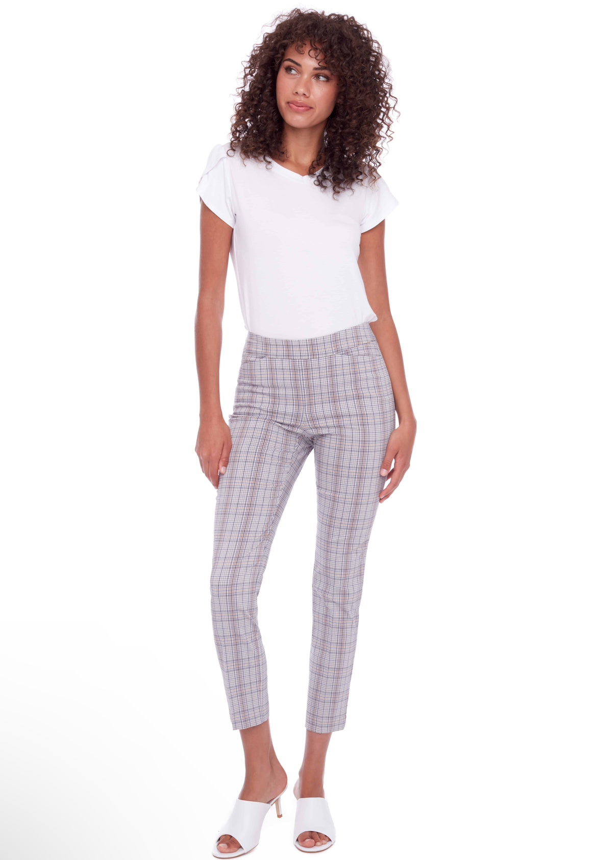 Up! 68024 Iceland Plaid Ankle Slim Pants