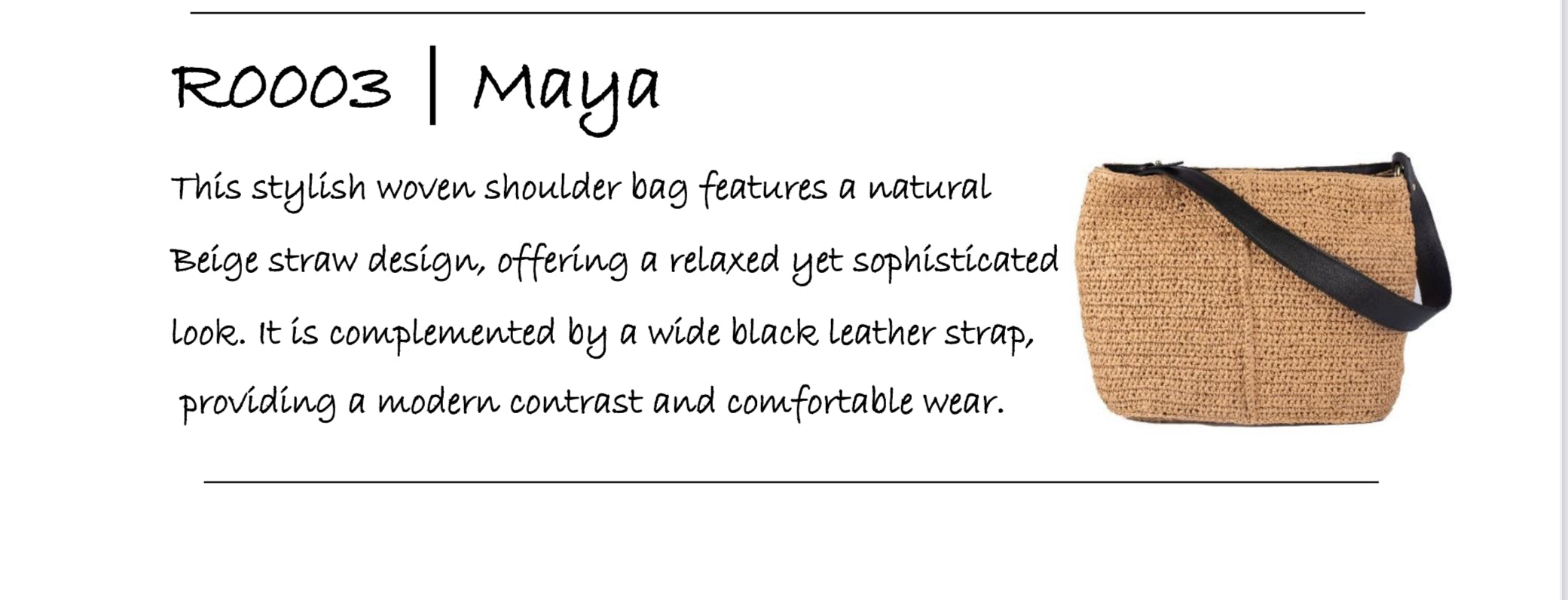 Milo R003 Raffia/ Black Leather Handbag