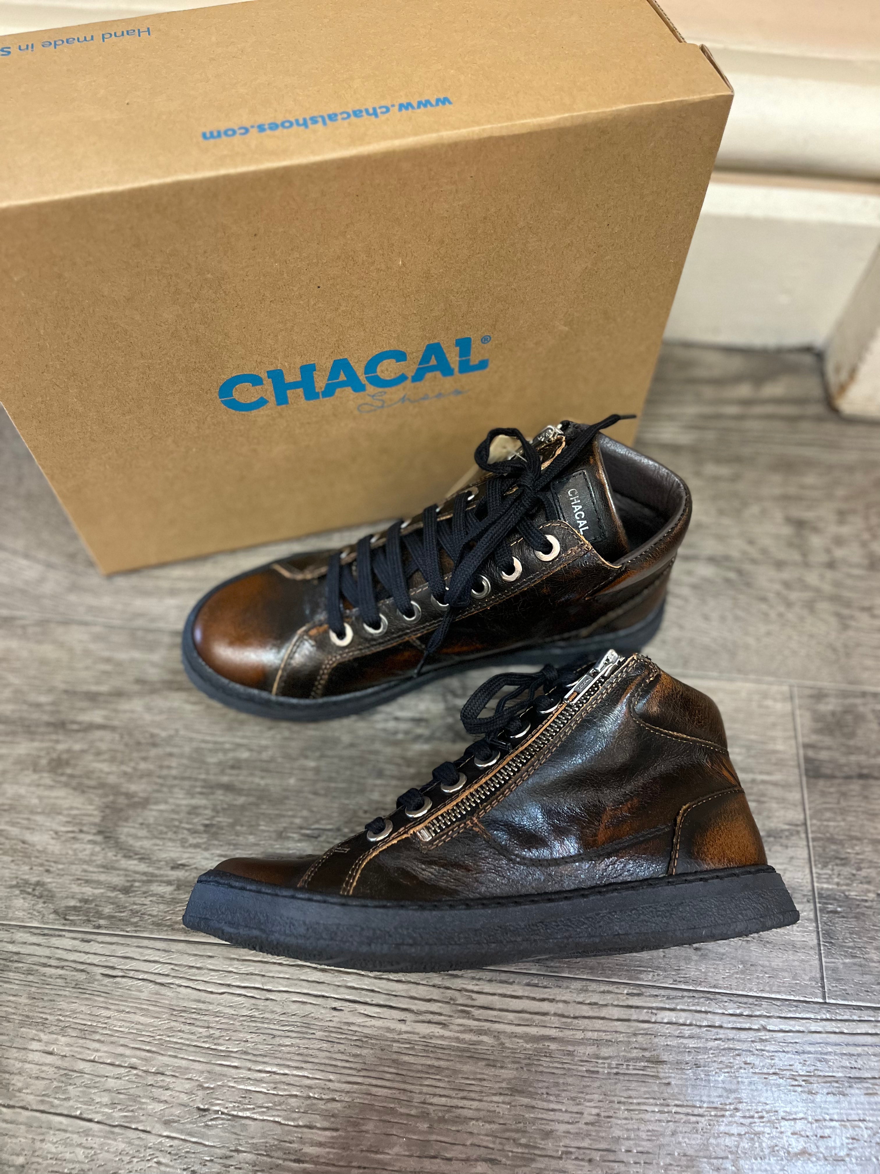 Chacal 5706-N Century Ocre Brown High Top Lace Up Shoes