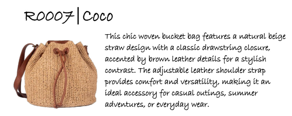 Milo R007 Natural Raffia/Cognac Leather Handbag