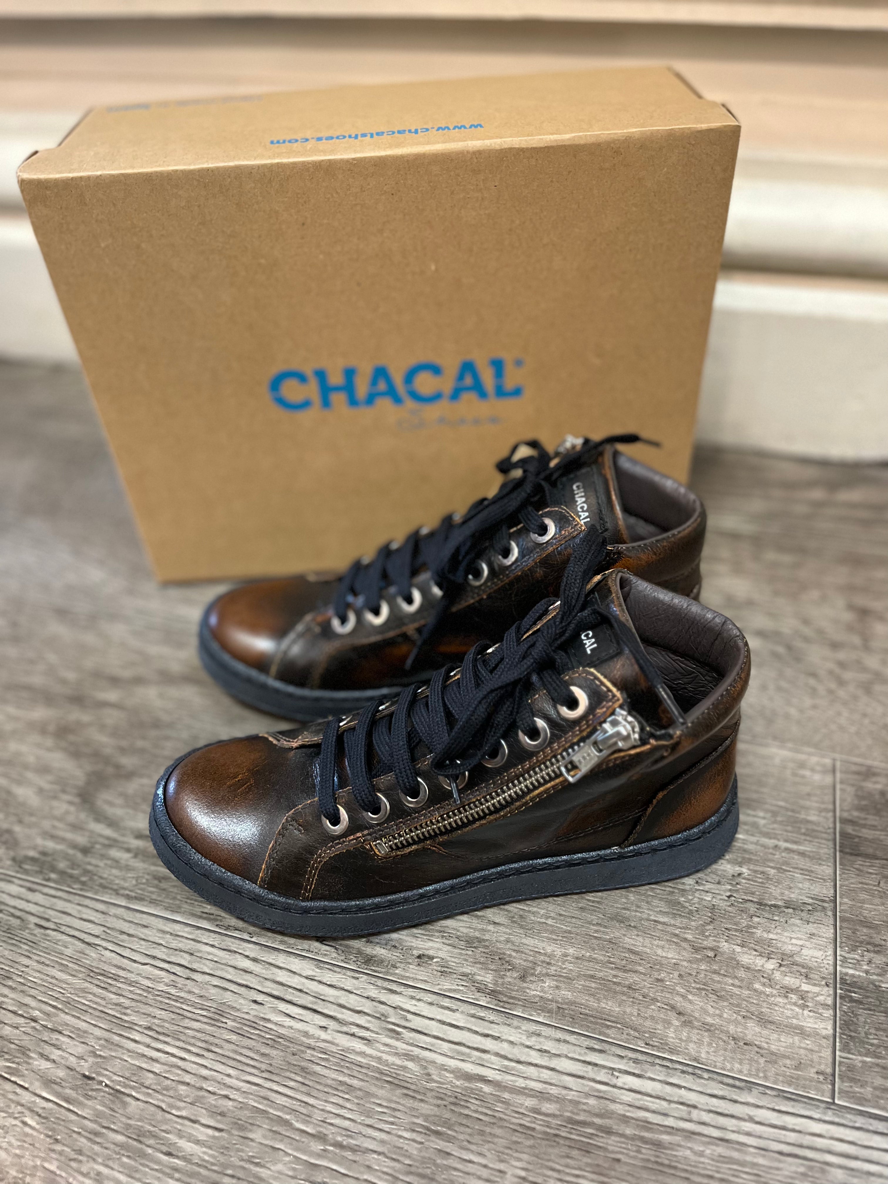 Chacal 5706-N Century Ocre Brown High Top Lace Up Shoes