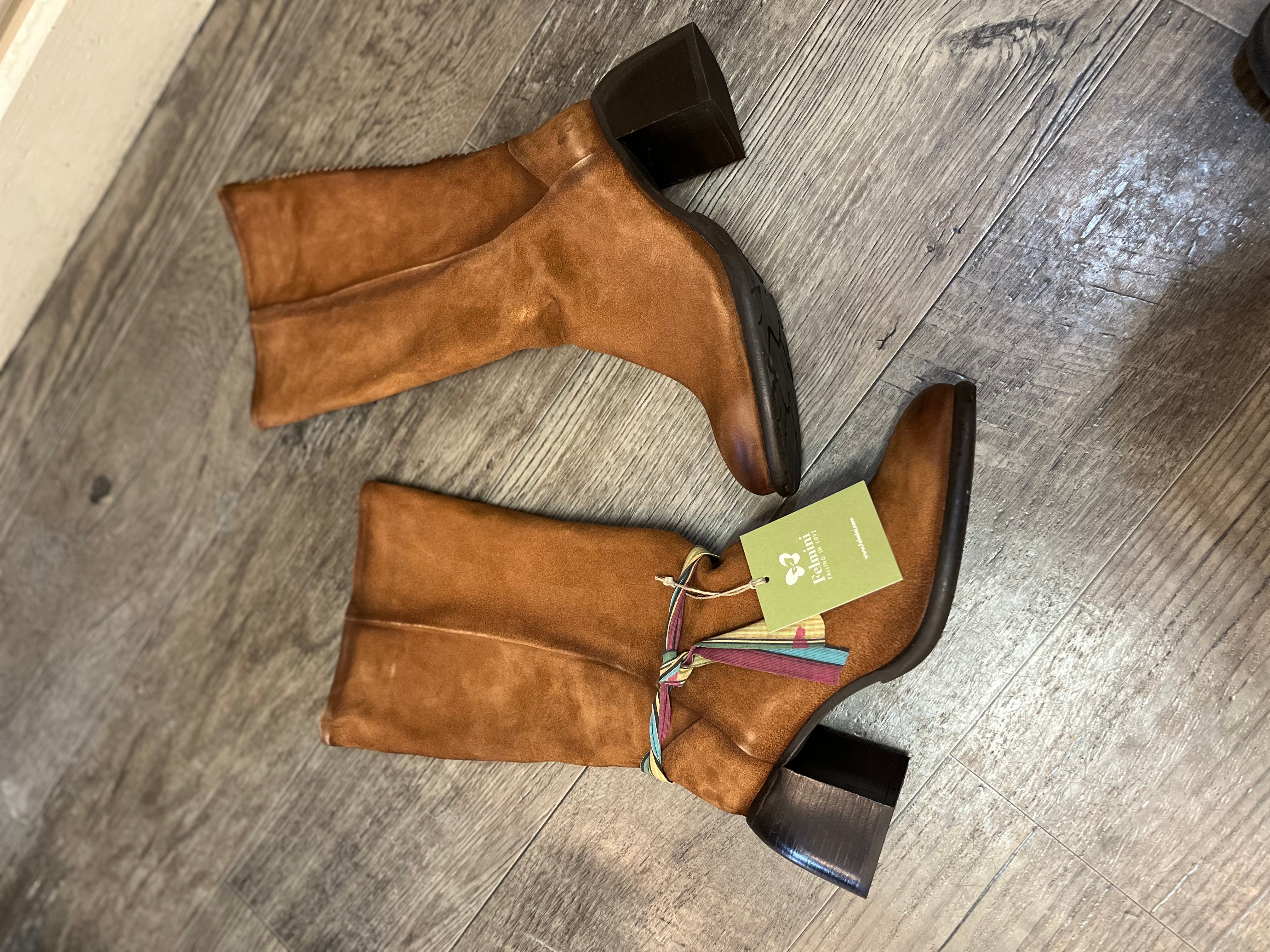 Felmini D269 Cognac Suede Tall Boot