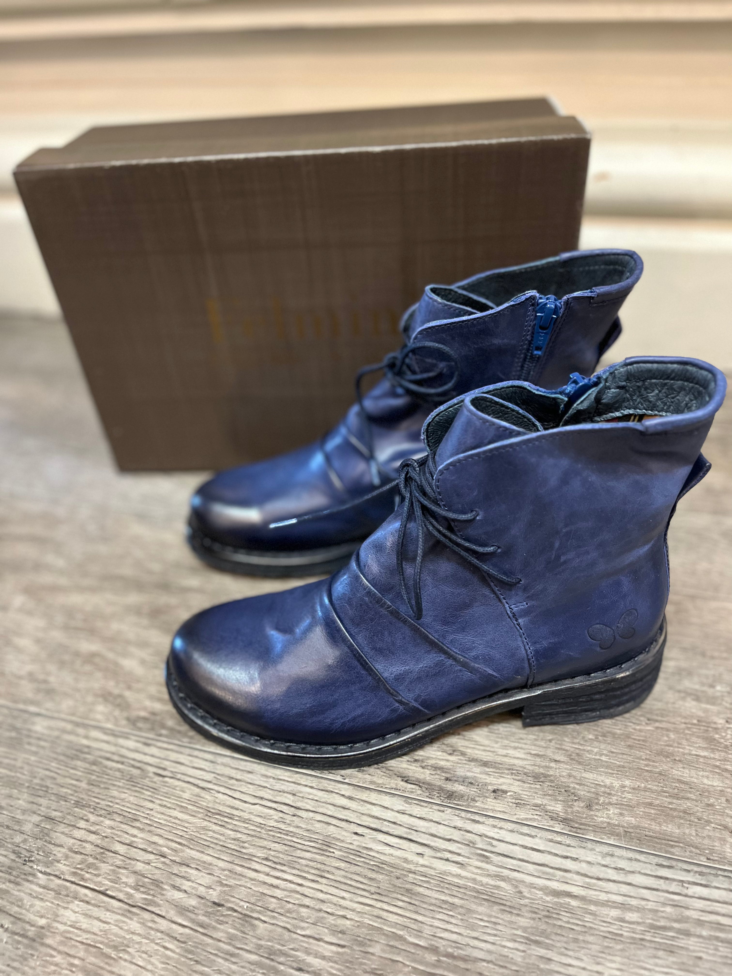 Felmini C129 Blue Leather Short Boot