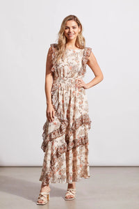 Tribal 8780 Iris Lined Frill Maxi Dress