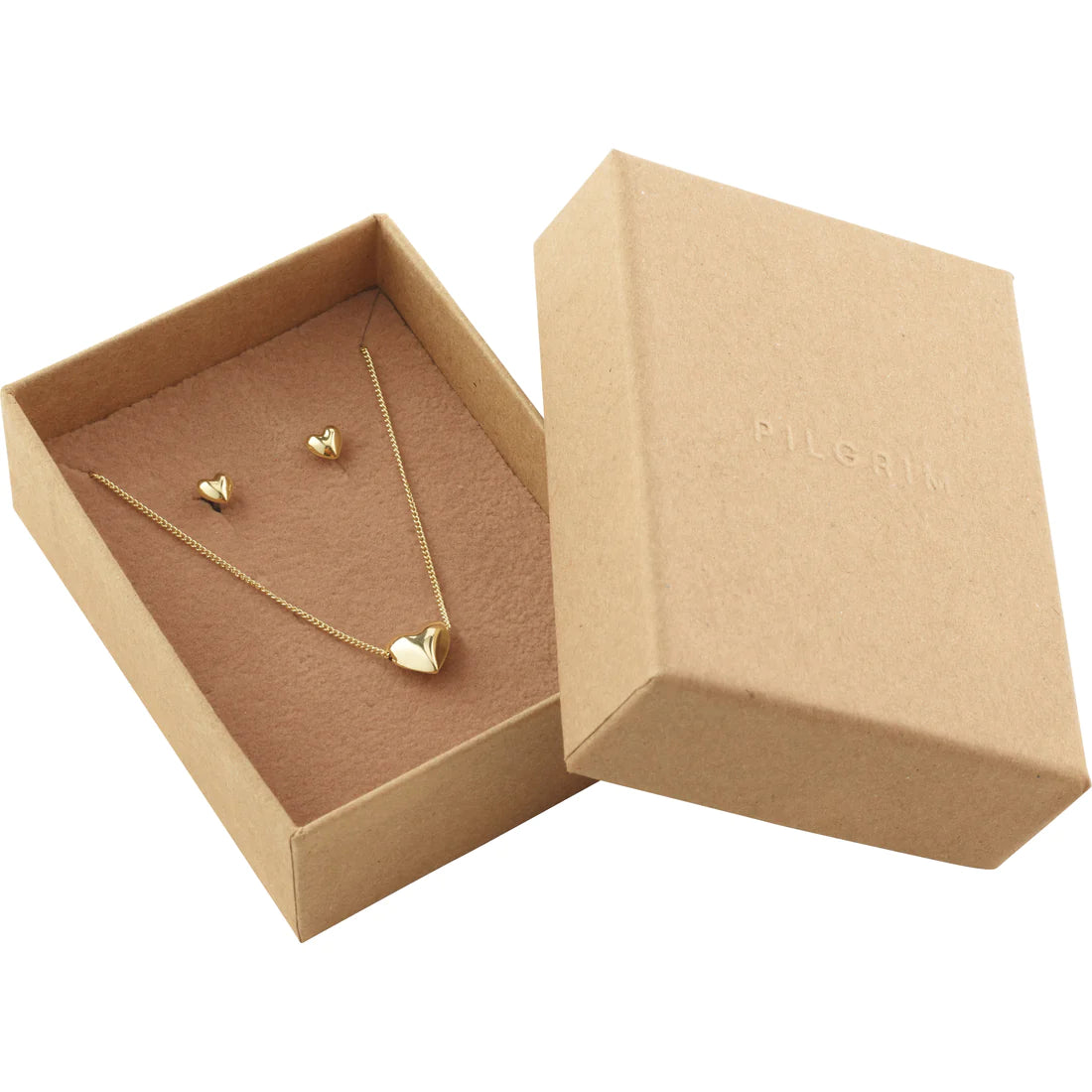 Pilgrim 902332011 Veronica Heart Earring and Necklace Set Gold Plated