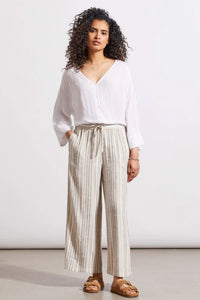 Tribal 77040 Pull On Flowy Crop Pant w/Drawstring