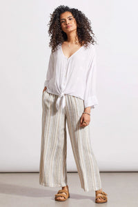 Tribal 77040 Pull On Flowy Crop Pant w/Drawstring