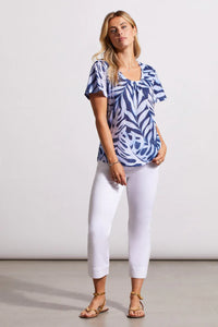 Tribal 48350 Printed U-Neck Short Slv Top