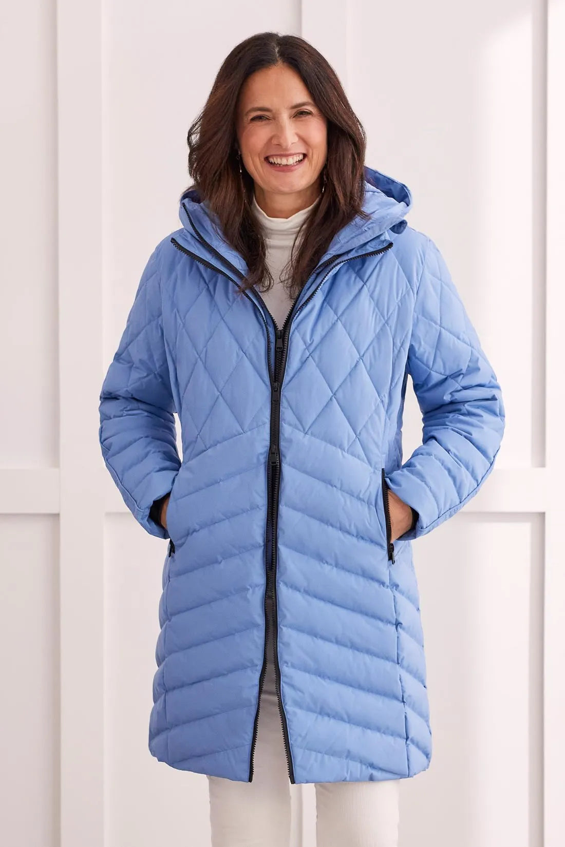 Tribal 14870 Bluestone Removable Hood Puffer Jacket