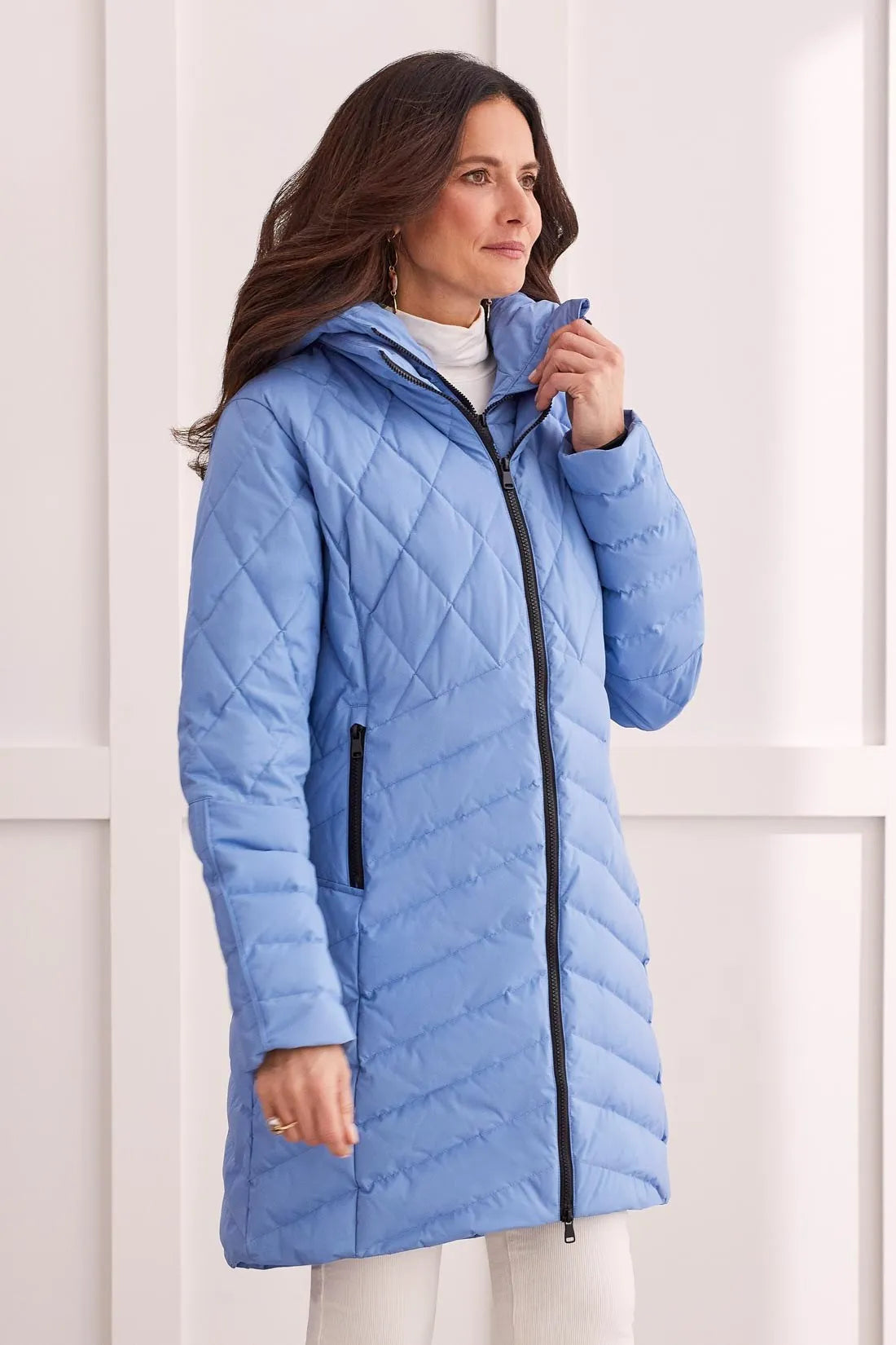 Tribal 14870 Bluestone Removable Hood Puffer Jacket